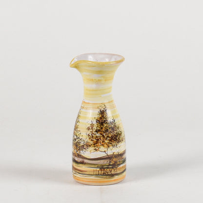 vaso in ceramica dipinto con toni caldi e alberi firmato MHARXS S'ALBINO