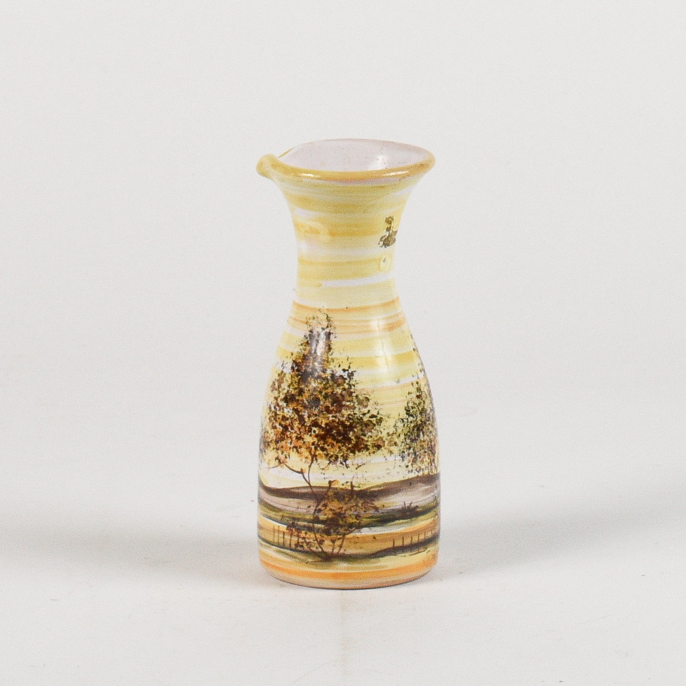 vaso in ceramica dipinto con toni caldi e alberi firmato MHARXS S'ALBINO