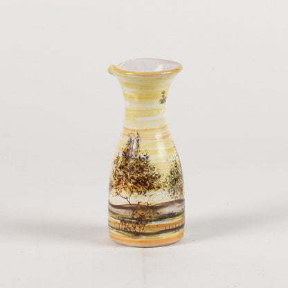 vaso in ceramica dipinto con toni caldi e alberi firmato MHARXS S'ALBINO