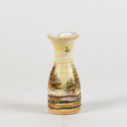 vaso in ceramica dipinto con toni caldi e alberi firmato MHARXS S'ALBINO