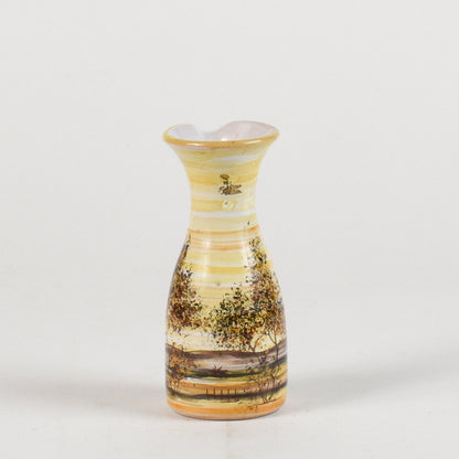 vaso in ceramica dipinto con toni caldi e alberi firmato MHARXS S'ALBINO
