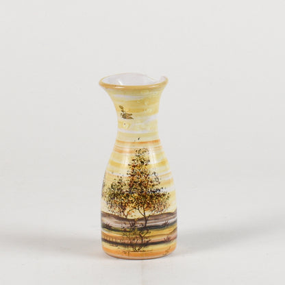 vaso in ceramica dipinto con toni caldi e alberi firmato MHARXS S'ALBINO