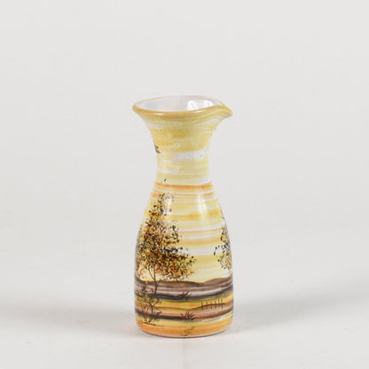 vaso in ceramica dipinto con toni caldi e alberi firmato MHARXS S'ALBINO