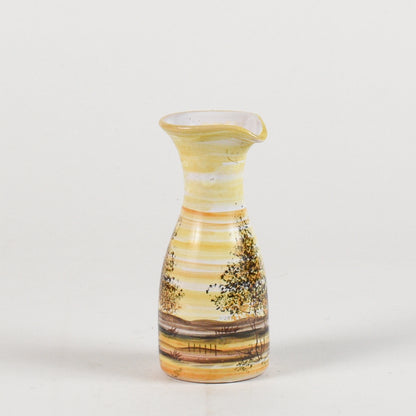 vaso in ceramica dipinto con toni caldi e alberi firmato MHARXS S'ALBINO