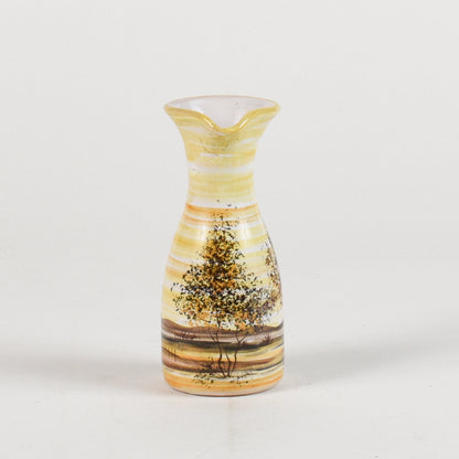 vaso in ceramica dipinto con toni caldi e alberi firmato MHARXS S'ALBINO