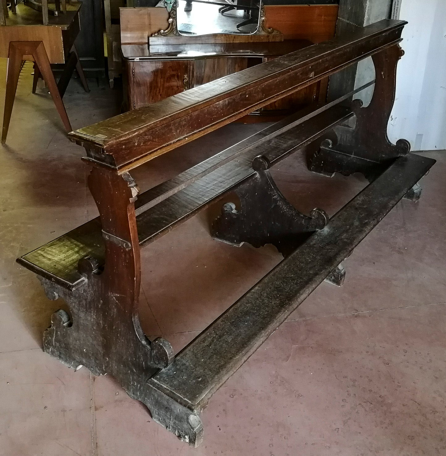Panca a lira con inginocchiatoio in noce massello italia epoca Luigi XIV