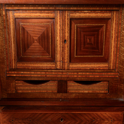 Secretaire intarsiato  con piano in marmo Italia epoca 1890