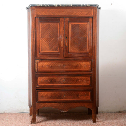 Secretaire intarsiato  con piano in marmo Italia epoca 1890