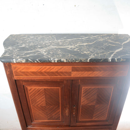 Secretaire intarsiato  con piano in marmo Italia epoca 1890