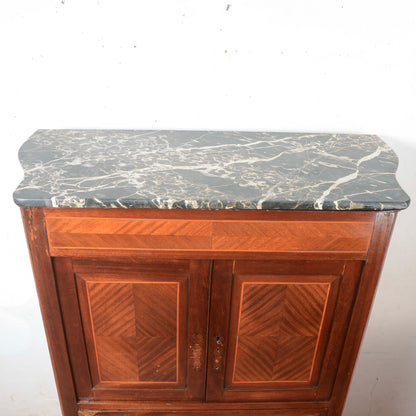 Secretaire intarsiato  con piano in marmo Italia epoca 1890