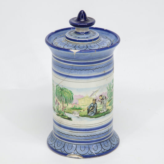 Barattolo in ceramica con scene orientali