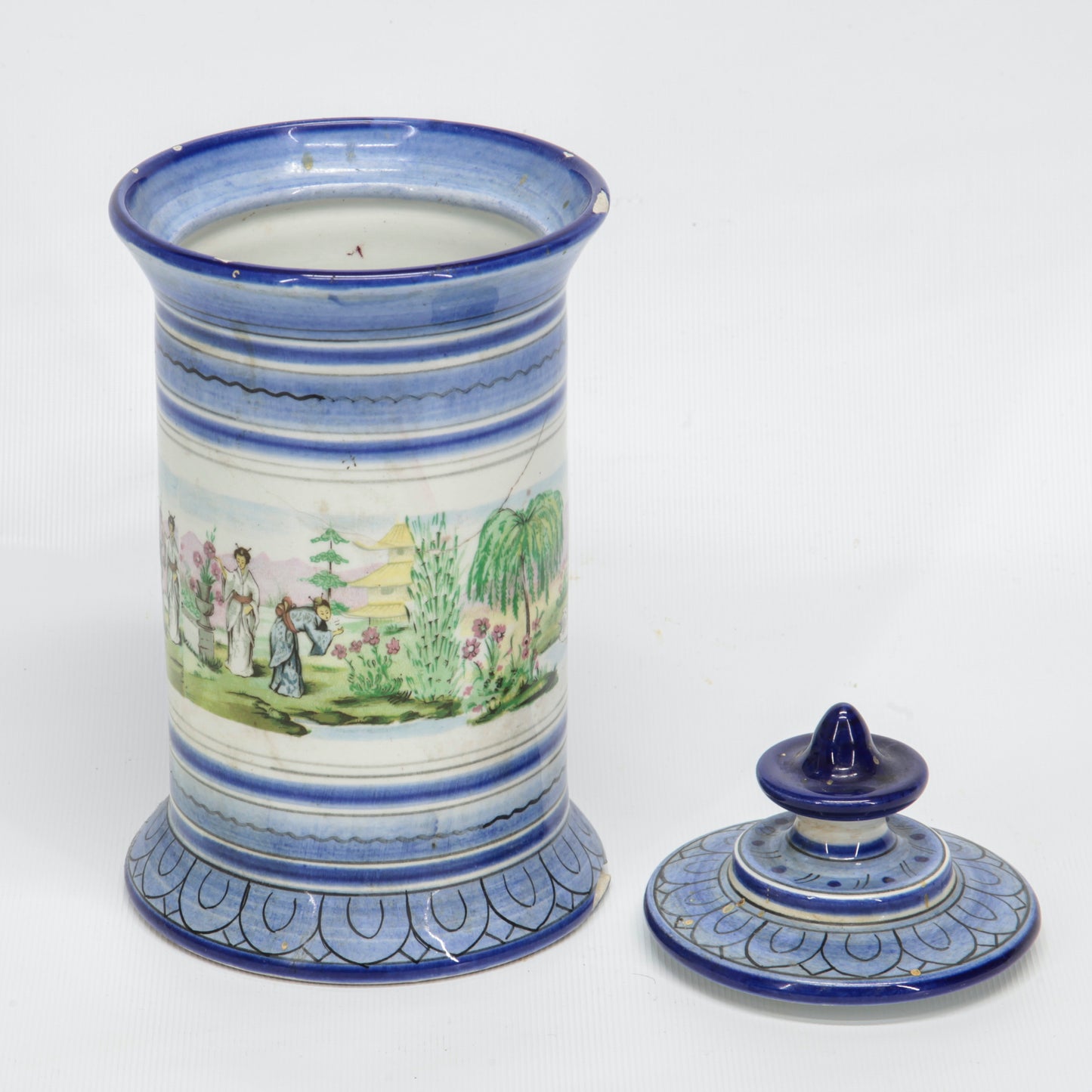 Barattolo in ceramica con scene orientali