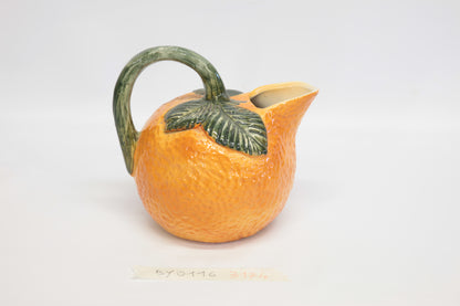 Teiera brocca caraffa  in ceramica arancione a forma di arancia Italia 1970