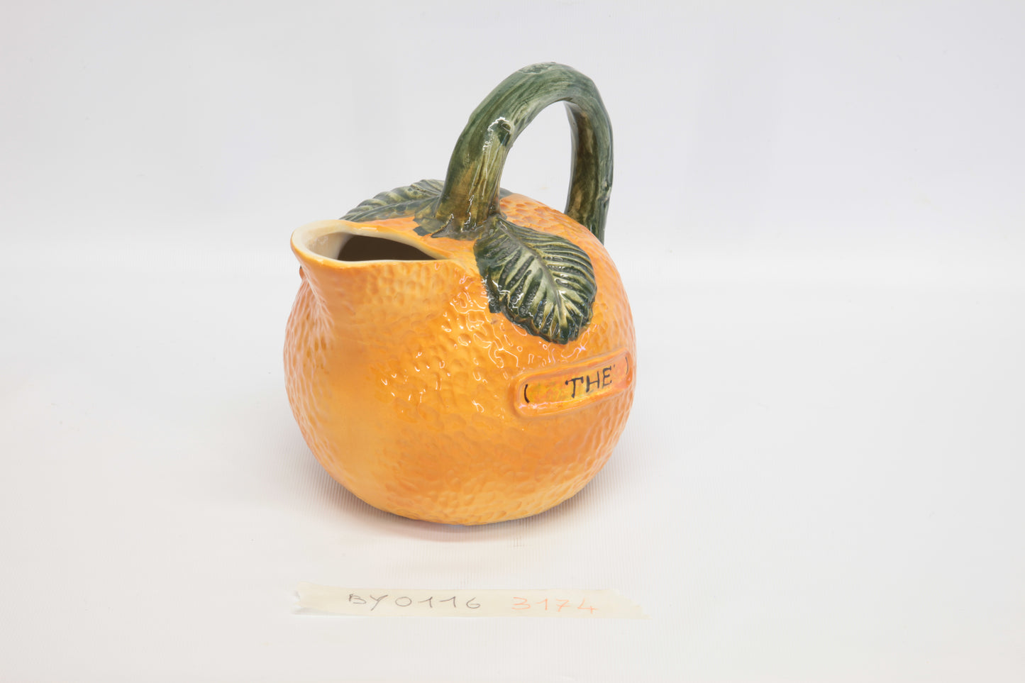 Teiera brocca caraffa  in ceramica arancione a forma di arancia Italia 1970