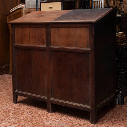 Mobile credenza contenitore legno  ciliegio piano ribalta incilanato Italia epoca fine 1700