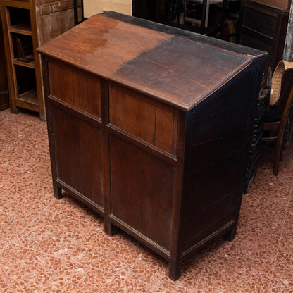 Mobile credenza contenitore legno  ciliegio piano ribalta incilanato Italia epoca fine 1700