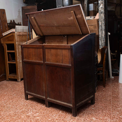 Mobile credenza contenitore legno  ciliegio piano ribalta incilanato Italia epoca fine 1700