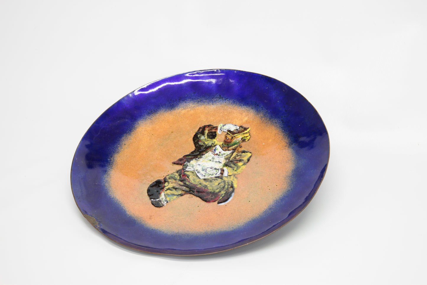 Piatto cloisonné con pagliaccio Italia 1970