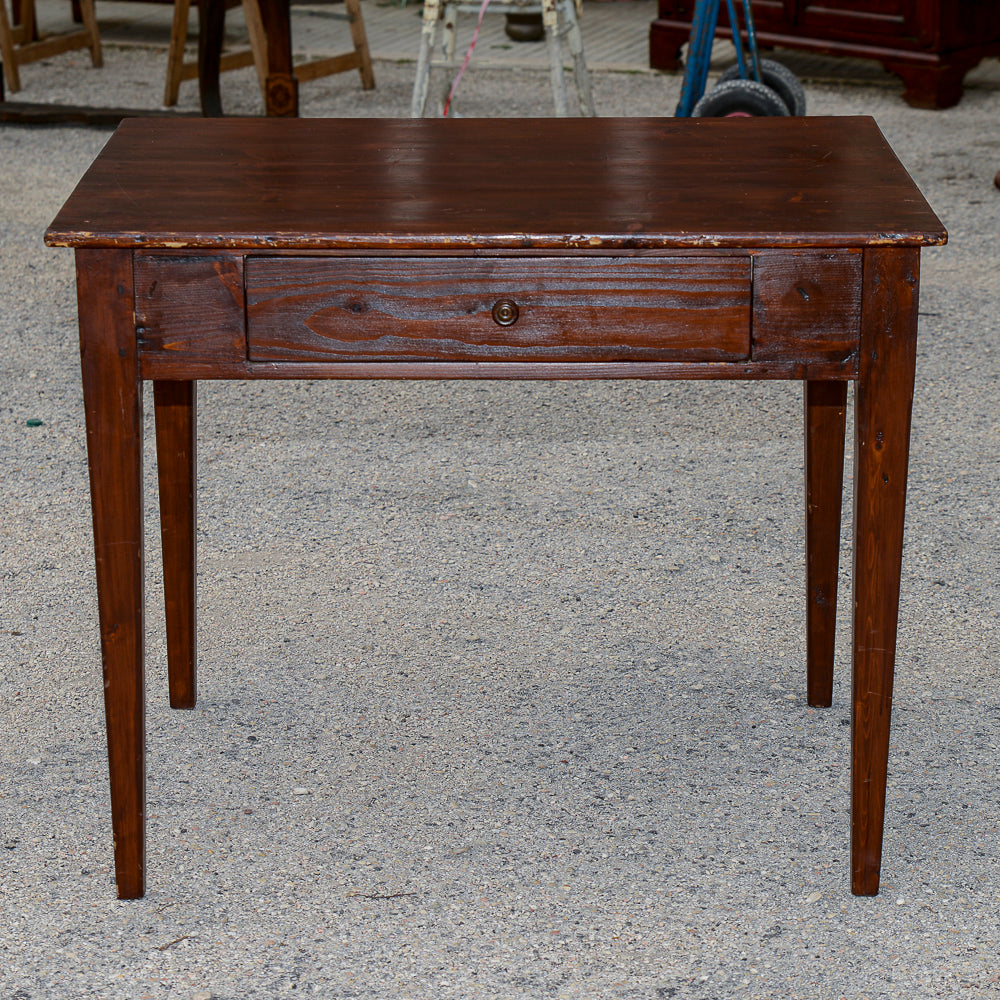 Tavolo rustico da campagna in legno di abete con cassetto  epoca 800