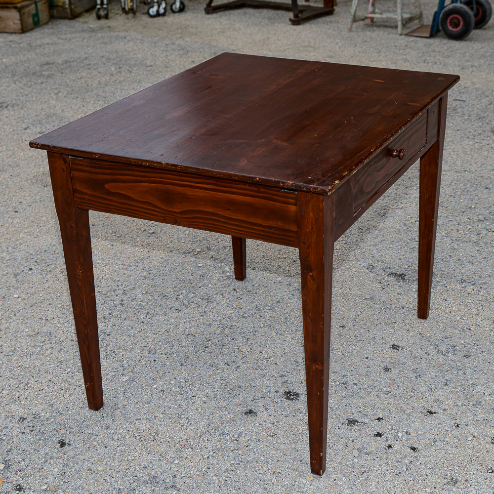 Tavolo rustico da campagna in legno di abete con cassetto  epoca 800