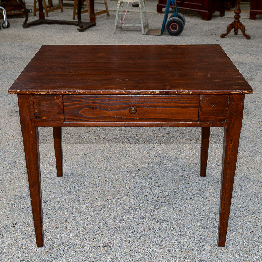 Tavolo rustico da campagna in legno di abete con cassetto  epoca 800