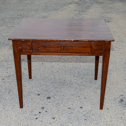 Tavolo rustico da campagna in legno di abete con cassetto  epoca 800