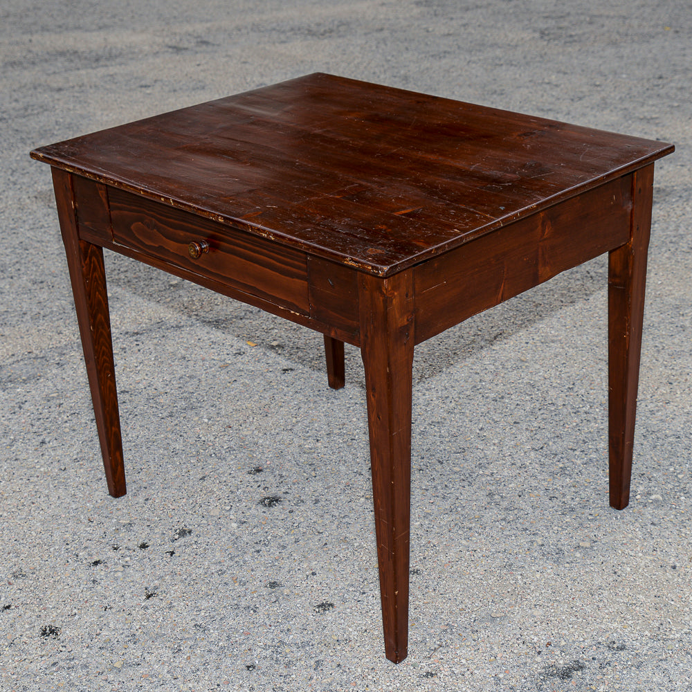 Tavolo rustico da campagna in legno di abete con cassetto  epoca 800