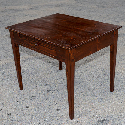 Tavolo rustico da campagna in legno di abete con cassetto  epoca 800