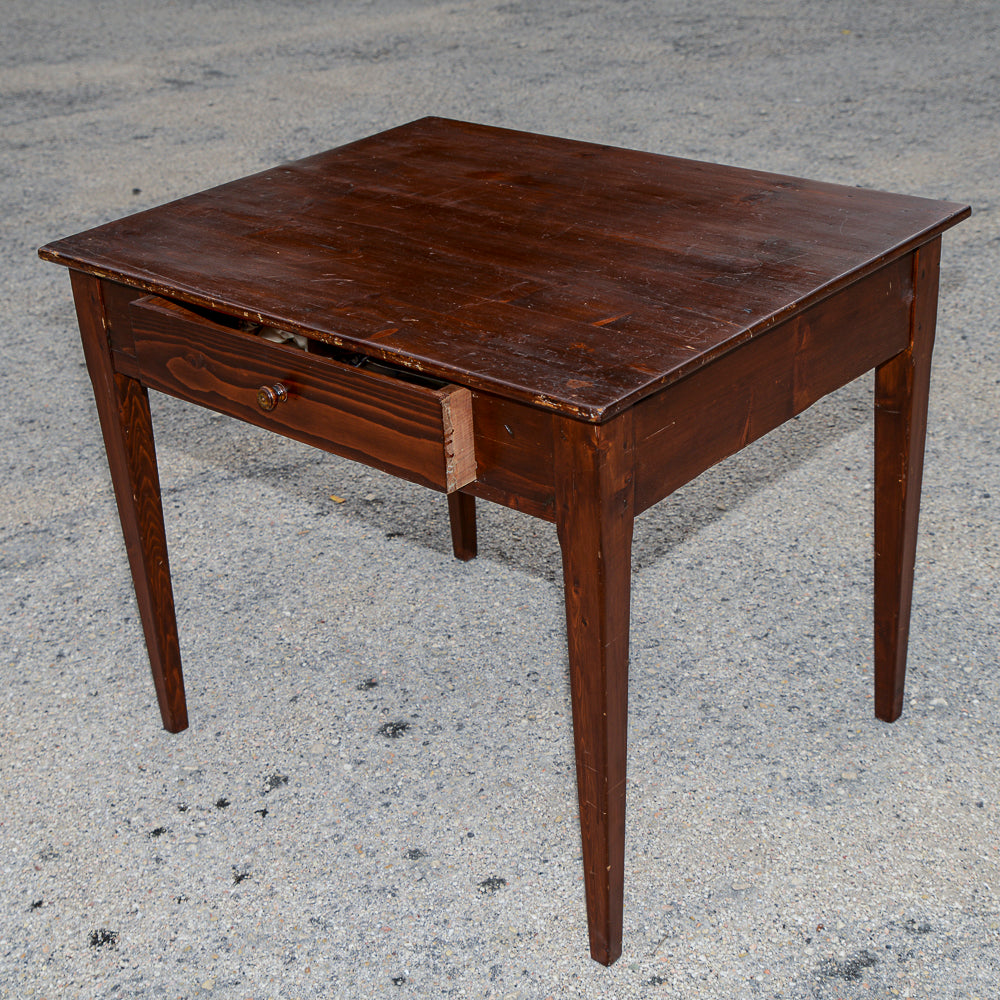 Tavolo rustico da campagna in legno di abete con cassetto  epoca 800