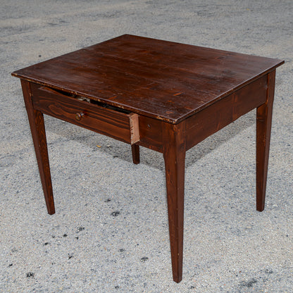 Tavolo rustico da campagna in legno di abete con cassetto  epoca 800