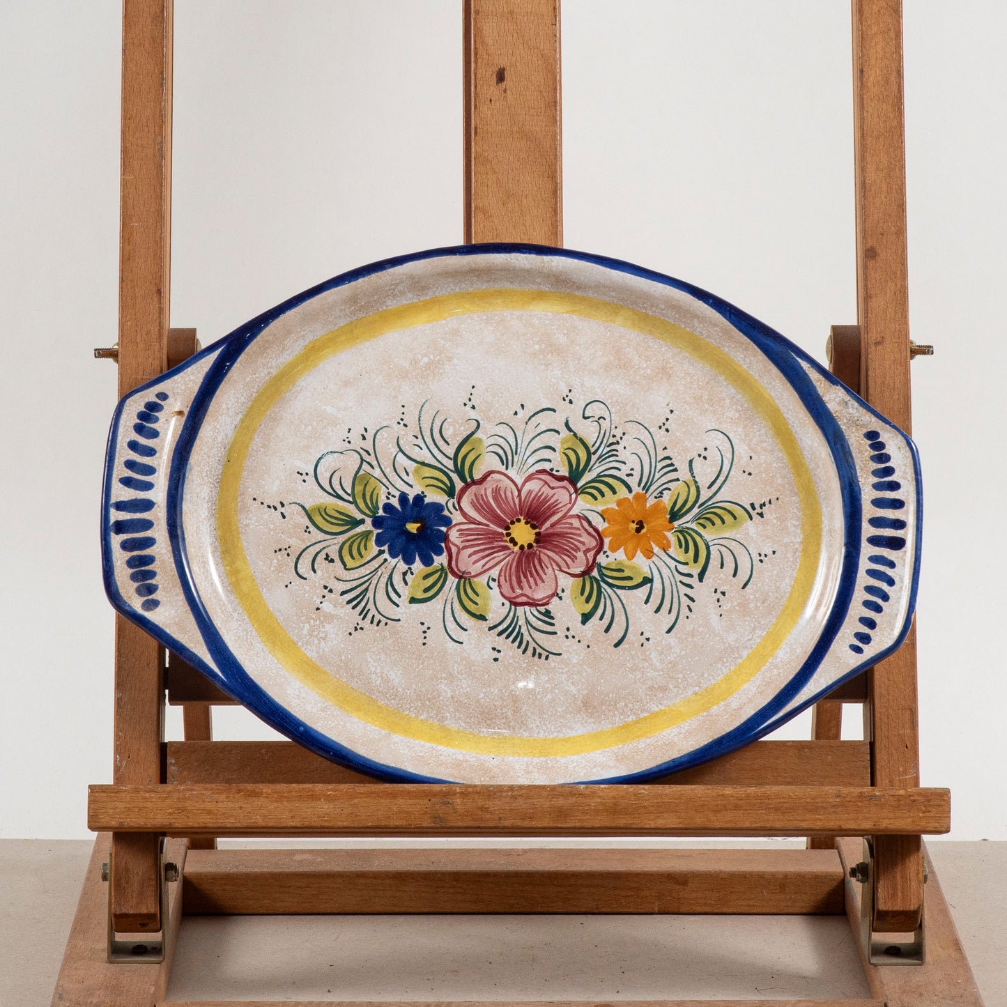 Piatto vassoio ovale in ceramica Deruta anni 1990
