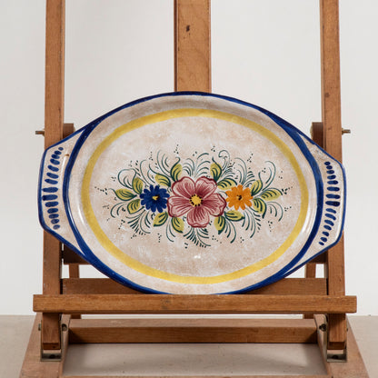 Piatto vassoio ovale in ceramica Deruta anni 1990