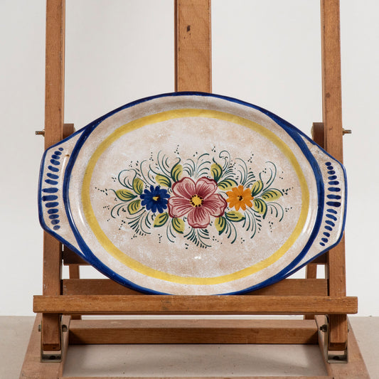 Piatto vassoio ovale in ceramica Deruta anni 1990