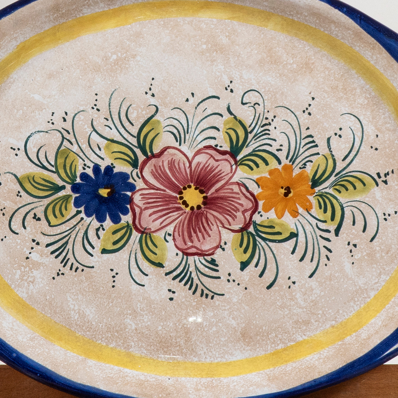 Piatto vassoio ovale in ceramica Deruta anni 1990