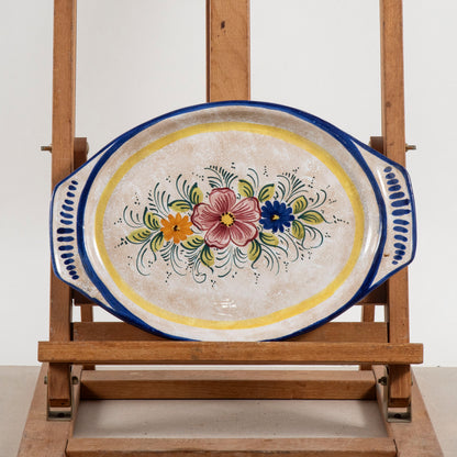 Piatto vassoio ovale in ceramica Deruta anni 1990