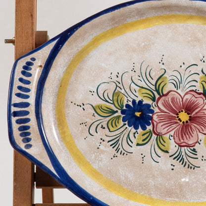 Piatto vassoio ovale in ceramica Deruta anni 1990