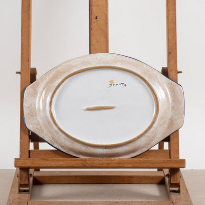 Piatto vassoio ovale in ceramica Deruta anni 1990