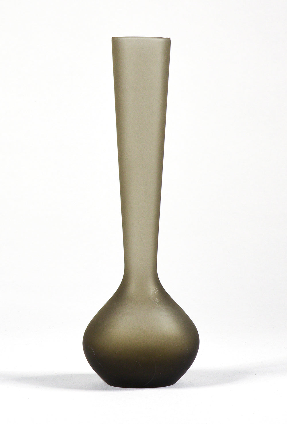 Vaso portafiori vero satinato grigio fumè Murano 1950