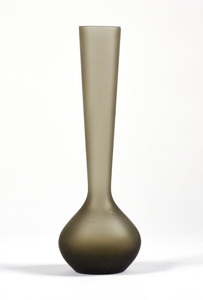 Vaso portafiori vero satinato grigio fumè Murano 1950