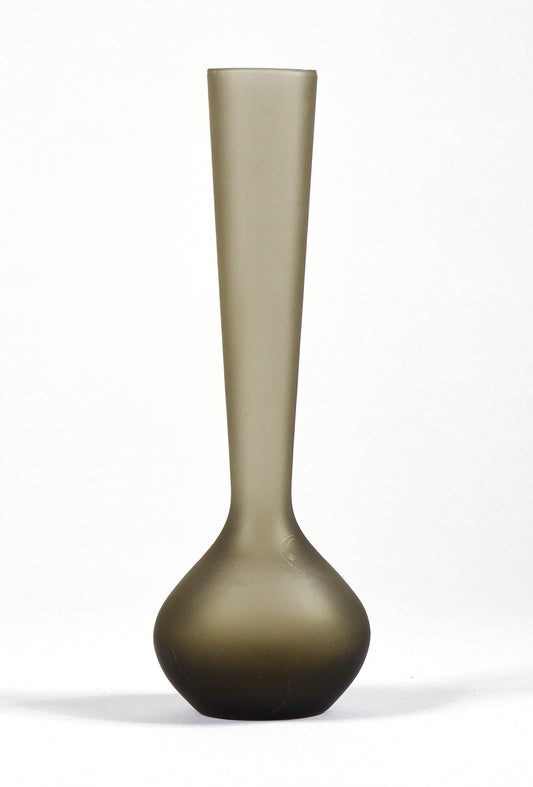 Vaso portafiori vero satinato grigio fumè Murano 1950