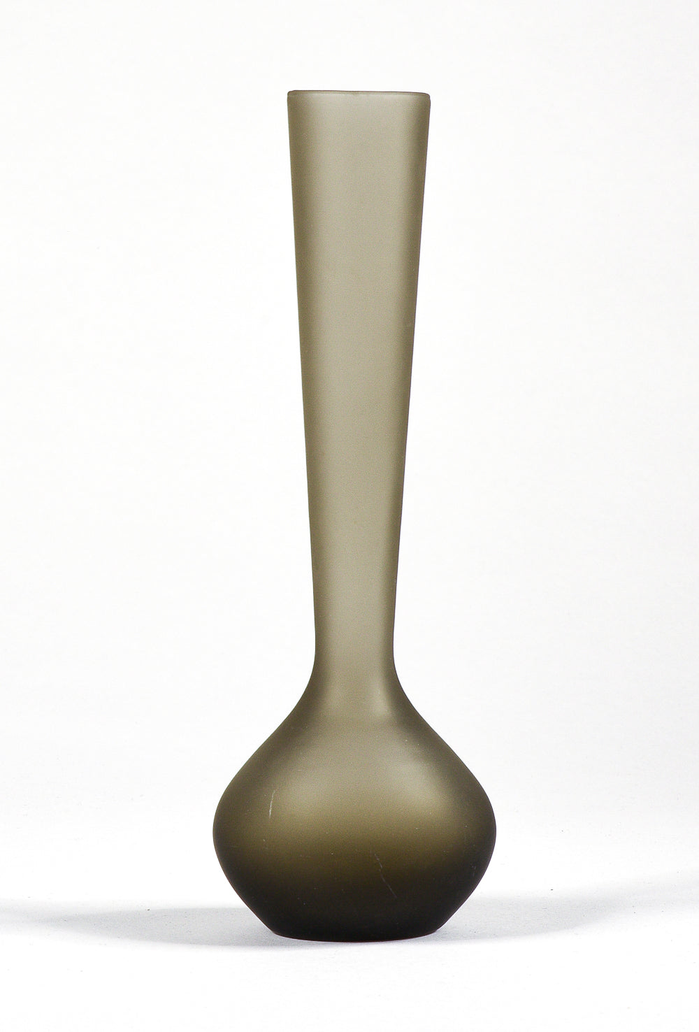 Vaso portafiori vero satinato grigio fumè Murano 1950