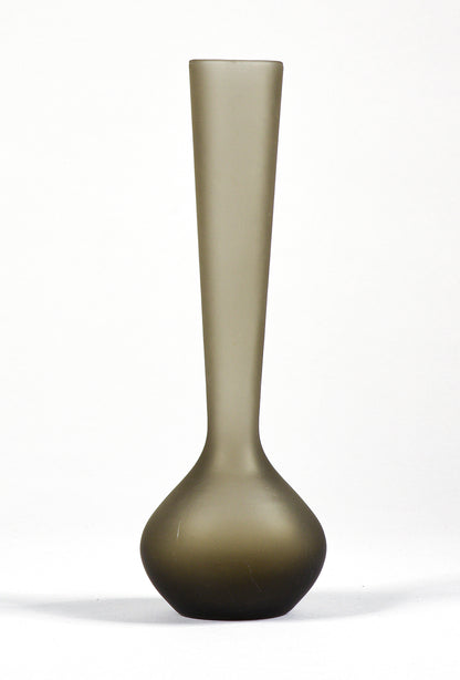 Vaso portafiori vero satinato grigio fumè Murano 1950