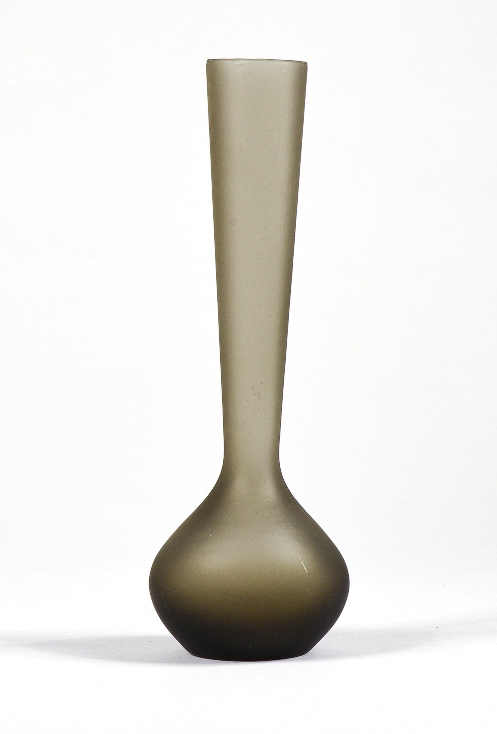 Vaso portafiori vero satinato grigio fumè Murano 1950