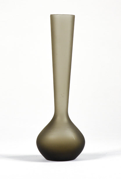 Vaso portafiori vero satinato grigio fumè Murano 1950