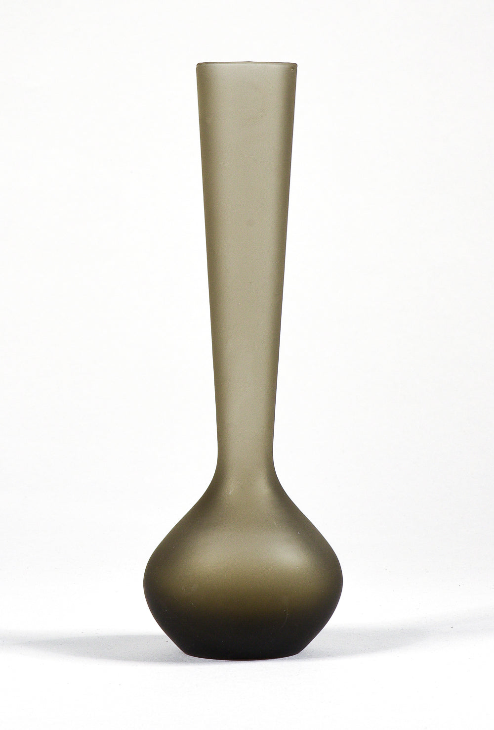 Vaso portafiori vero satinato grigio fumè Murano 1950