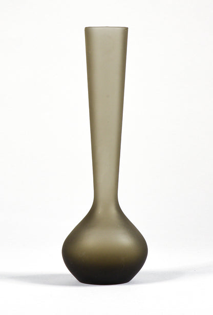 Vaso portafiori vero satinato grigio fumè Murano 1950