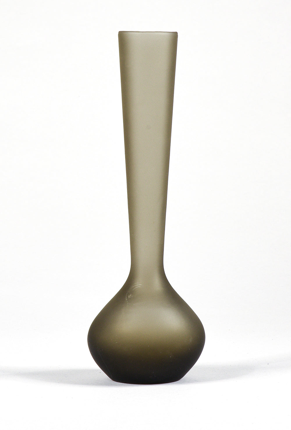 Vaso portafiori vero satinato grigio fumè Murano 1950