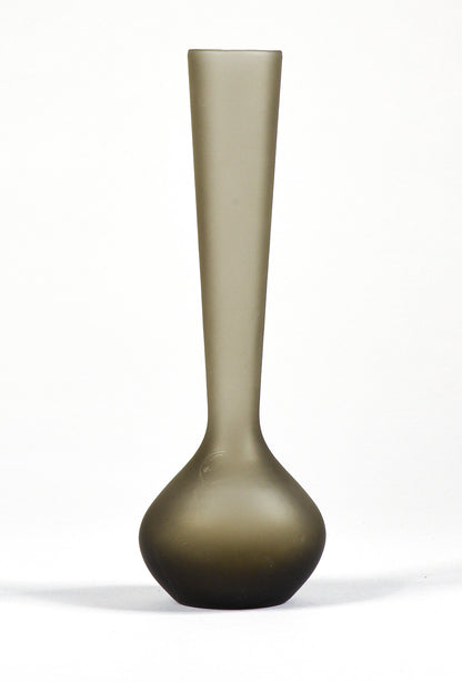 Vaso portafiori vero satinato grigio fumè Murano 1950