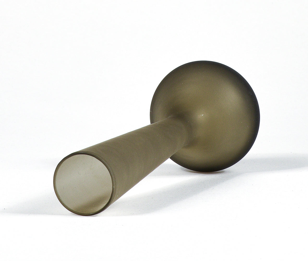 Vaso portafiori vero satinato grigio fumè Murano 1950