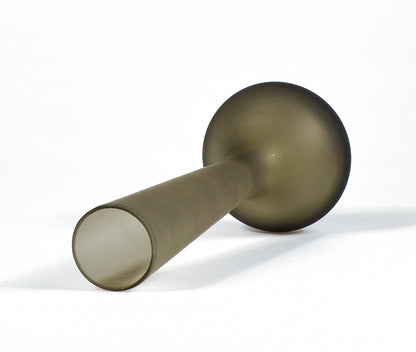 Vaso portafiori vero satinato grigio fumè Murano 1950